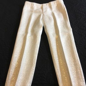 Club Monaco Metallic and White Textured Pant